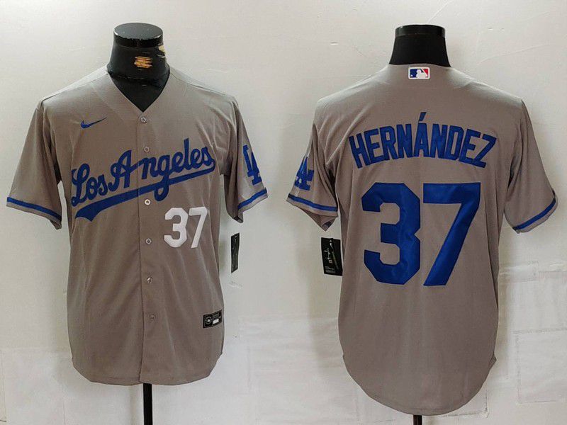 Men Los Angeles Dodgers #37 Hernandez Grey Nike Game 2024 MLB Jersey style 7247->cleveland indians->MLB Jersey